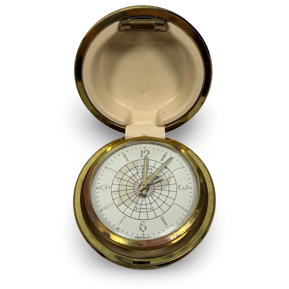 Europa 2 Jewels Germany Vintage Travel Alarm Clock Map Print Clamshell Case
